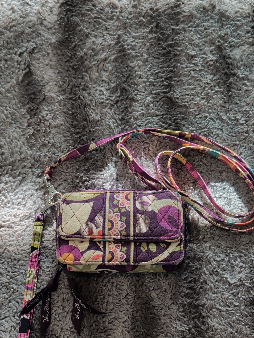 Vera Bradley Purple Floral Patchwork Crossbody Wallet